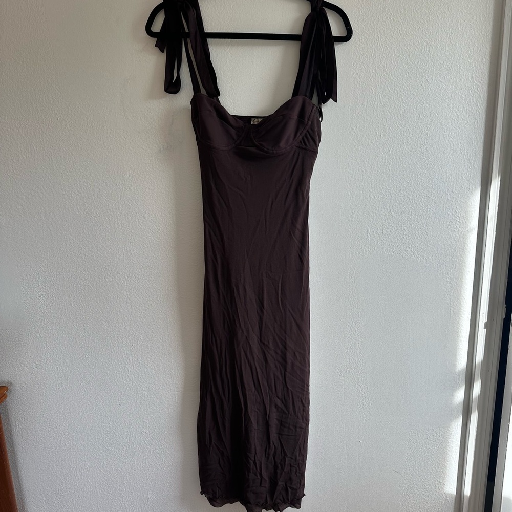 Free People Black Midi Dress with Tie Straps